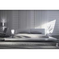 Flaches Bett in Weiß Kunstleder LED Beleuchtung