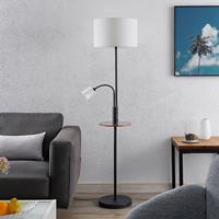 Lindby Aovan vloerlamp met legbord en USB, zwart