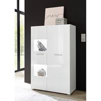 Highboard-Vitrine CLAVI-61 in Hochglanz weiß, LED-Spots, B/H/T ca.: 80/123/35 cm