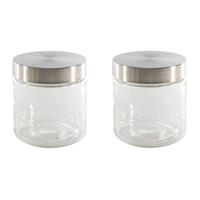 Set Van 2x Stuks Voorraadpotten/bewaarpotten℃ 750 Ml Glas Met Rvs Deksel℃- Voorraadbussen