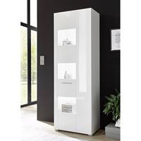 Vitrine in Hochglanz weiß CLAVI-61 mit LED-Spot-Beleuchtung, B/H/T ca.: 58/170/35 cm