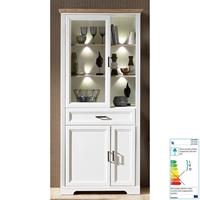 Stand-Vitrine JÜLICH-36 inkl. LED-Beleuchtung im Landhausstil Pinie hell & Artisan Eiche Nb. B/H/T 93x204x42cm