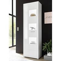 Standvitrine CLAVI-61 in Hochglanz weiß, LED-Beleuchtung, B/H/T ca.: 58/192/35 cm