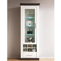 Stand-Vitrine im Landhaus Stil Pinie weiß Nb. SALARA-61 inkl. LED-Beleuchtung B/H/T ca. 72x201x38cm