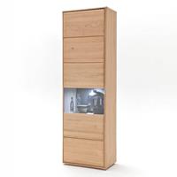 Vitrine TIJUANA-05 Wohnzimmer Standvitrine aus massiver Eiche Bianco, opt. mit LED - B/H/T: 64/206/39cm