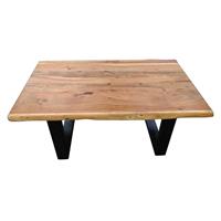 Tischplatte TISCHE-14 120x80x45cm Platte antikfinish lackiert und gewachst, Gestell antikschwarz Platte Akazie, Gestell Stahl