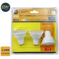EDM Kit 3 LED-Lampen gu10 5w 3200k warmes Licht Öffnung 120º  98208