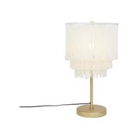 QAZQA Orientalische Tischlampe Gold Creme Schirm mit Fransen - Franxa