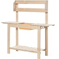 Outsunny Pflanztisch mit Haken Gärtnertisch aus Tannenholz Kunststoff für Garten Natur - natur - 