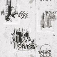 A.S. CREATIONS Graffiti-Tapete Tapete Jugendzimmer Schwarz Anthrazit Papiertapete Schwarz Anthrazit 684011 68401-1 - Schwarz / Anthrazit