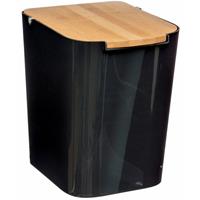 5FIVE SIMPLY SMART Müllbadkorb schwarz mit Bambusdeckel, 5l
