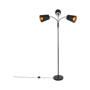 QAZQA Moderne Stehlampe schwarz 3-Licht - Carmen