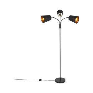 QAZQA Moderne Stehlampe schwarz 3-Licht - Carmen