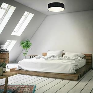 B.K.LICHT Deckenleuchte Stoff Textilschirm Wohnzimmer Deckenlampe Schlafzimmer schwarz E27
