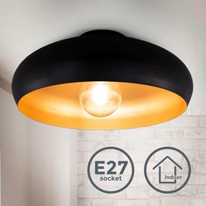 B.K.LICHT Deckenleuchte Retro schwarz-gold Deckenlampe Wohnzimmer Flur Schlafzimmer E27