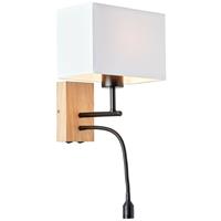 Brilliant wandlamp Rayan eik wit E27 25W+2,5W