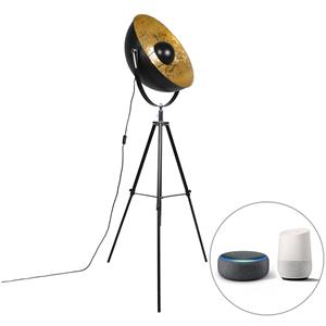 QAZQA Industrielle Smart Stehleuchte schwarz Stativ inkl. WiFi A60 - Magna 50 Eglip
