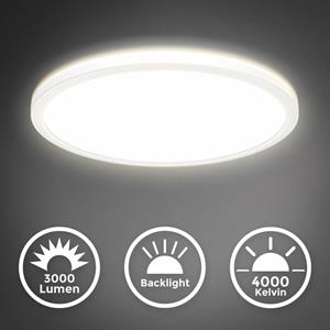 B.K.LICHT LED Panel Deckenlampe dimmbar ultraflach Deckenleuchte Wohnzimmer Flur weiß