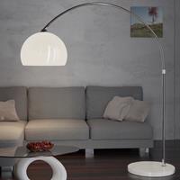 DEUBA Design Bogenlampe höhenverstellbar 146-220cm standfestem Marmorfuß Fußschalter Stehlampe Stehleuchte Bogen Leuchte