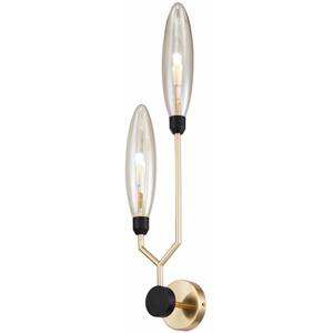 MAYTONI DECORATIVE LIGHTING Moderne Wandleuchte aus Metall, 2-flammig, Glasschirm bernstein, 2 X G9 (28W)