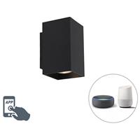QAZQA Moderne Smart Wandleuchte schwarz inkl. 2 WiFi GU10 - Sandy