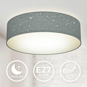 B.K.LICHT Deckenleuchte Stoff Sternen-Licht Textil Lampe Kinderzimmer Schlafzimmer grau