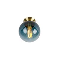 QAZQA Art Deco Deckenleuchte messing mit ozeanblauem Glaslampenschirm - Pallon
