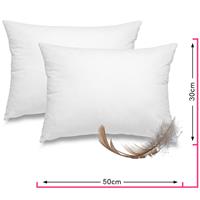 WOMETO 2 Stück / 2er Set Federkissen 100% Federn 30x50 cm - 330g OekoTex Kissen / Füllkissen mit Bezug aus 100% Baumwolle weiß I Innenkissen / Kissenfüllung