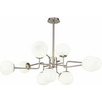 MAYTONI DECORATIVE LIGHTING Moderner Kronleuchter, Metall, nickel, Glasschirm weiß, verstellbar, 12-flammig, excl. 12 X E14 40W