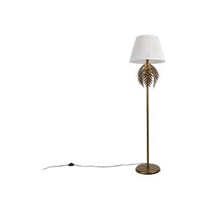 QAZQA Vintage Stehlampe Gold mit Faltenschirm weiß 45 cm - Botanica