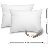 WOMETO 2 Stück / 2er Set Federkissen 100% Federn 70x90 cm - 1.200g OekoTex Kissen / Füllkissen mit Bezug aus 100% Baumwolle weiß I Innenkissen /