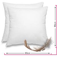 WOMETO 2 Stück / 2er Set Federkissen 100% Federn 80x80 cm - 1.200g OekoTex Kissen / Füllkissen mit Bezug aus 100% Baumwolle weiß I Innenkissen /