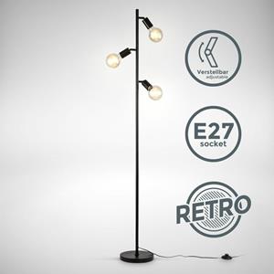 B.K.LICHT Stehleuchte Retro Industrie Design Stehlampe Vintage Metall schwarz 3x E27