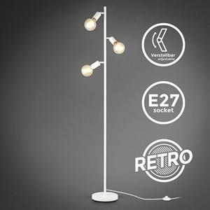 B.K.LICHT Stehleuchte Retro Industriell Design Stehlampe Vintage Metall weiß 3x E27
