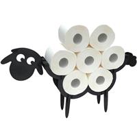 DANDIBO Toilettenpapierhalter Schwarz Holz Schaf WC Rollenhalter Klopapierhalter Freistehend WC Papierhalter Toilettenrollenhalter - 
