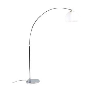 QAZQA Moderne Bogenlampe Chrom mit weißem Schirm - Arc Basic