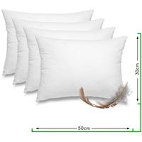 WOMETO 4er Set (4 Stück) Federkissen Kissen 100% Federn 30x50 cm - 330g OekoTex Füllkissen Bezug Baumwolle weiß I Innenkissen / Füllkissen / Kissenfüllung /
