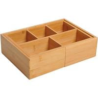 HOMCOM Schubladenorganizer ausziehbar Schubladeneinsatz 5 bis 7 Fächer Bambus L24,6 x B17,6 x H7 cm - natur