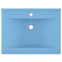 vidaXL Wastafel met kraangat 60x46 cm keramiek mat lichtblauw