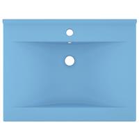 vidaXL Wastafel met kraangat 60x46 cm keramiek mat lichtblauw
