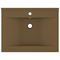vidaXL Wastafel met kraangat 60x46 cm keramiek matcrème