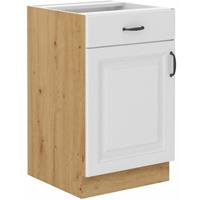 KÜCHEN PREISBOMBE Unterschrank 50 Stilo Weiß + Eiche Artisan Küchenzeile Vollauszug Soft-Close