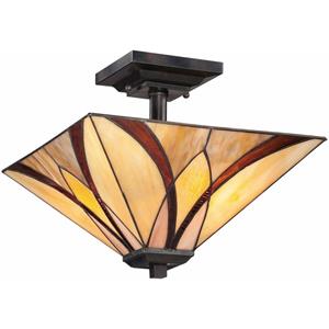 02-ELSTEAD Asheville Deckenleuchte, Bronze und Tiffany Glas