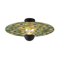 QAZQA Deckenleuchte schwarz Flachschirm Pfau Design 45 cm - Combi