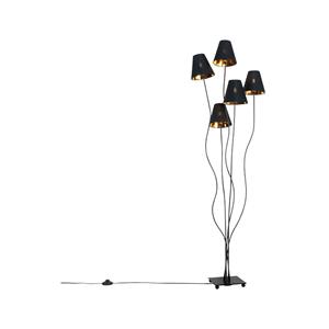 QAZQA Design Stehlampe schwarz mit gold 5-flammig - Melis