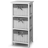 Casaria Wandrek met Manden Wit/Zwart Landelijk Hout
