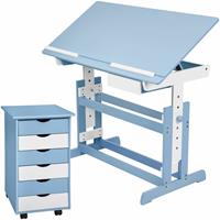 Tectake 401241 Verstelbaar - Bureau - 109 Cm - Blauw - Inclusief Ladekast