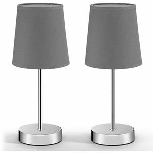 MONZANA 2er Set Nachttischlampe Anthrazit Tischleuchte 32cm Stoffschirm Tischlampe Nachtlicht