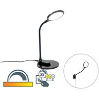QAZQA Tisch- und Wandleuchte schwarz inkl. LED mit Touchdimmer - Joni