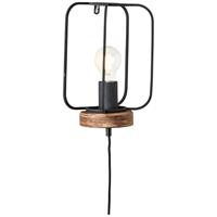 Brilliant TOSH Wandleuchte 29 cm Metall / Holz Antik holz / schwarz korund, 99499/66